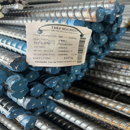Thép thanh gân vằn D25-phi 25 Hòa Phát CB400